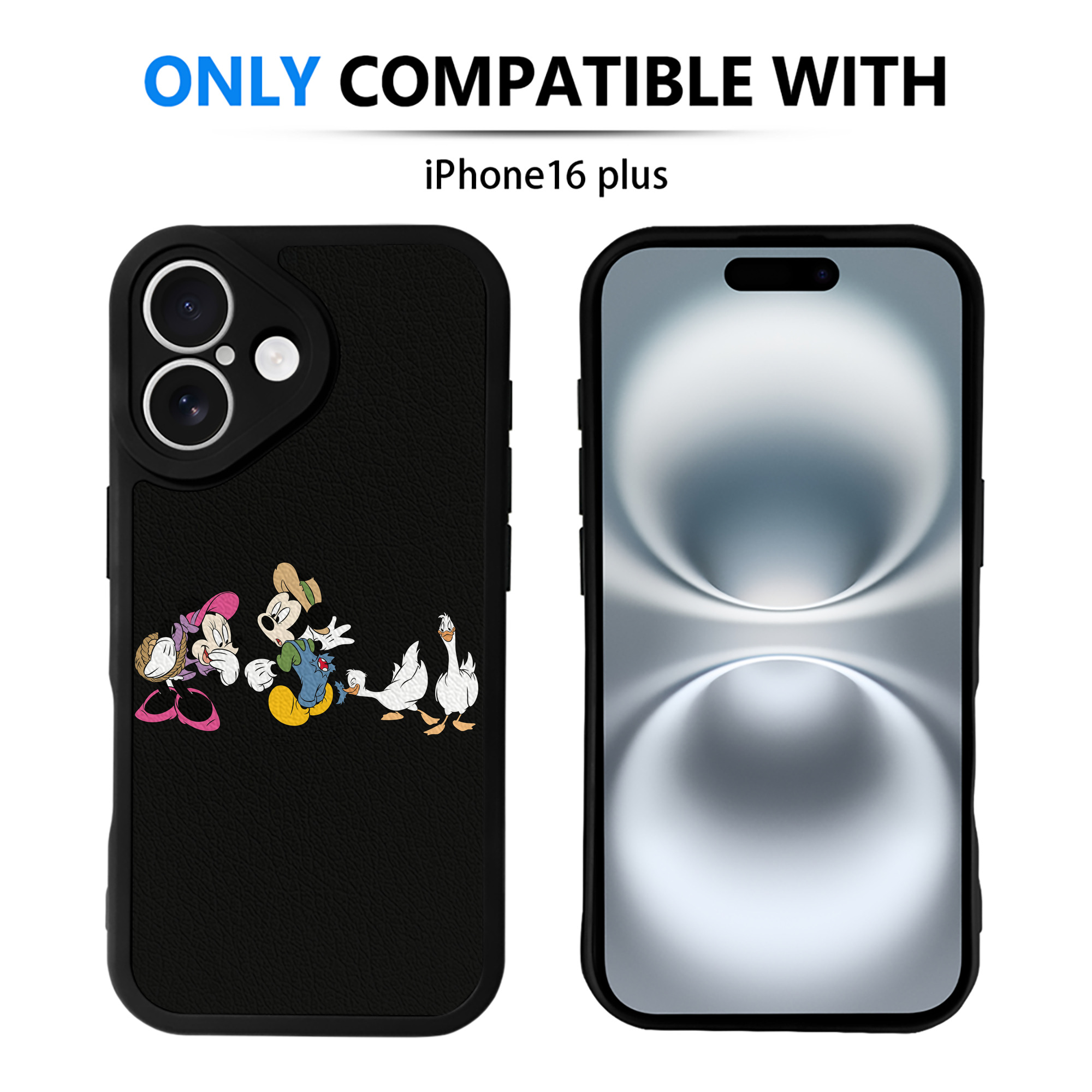（画像用） ミッキーマウス Mickey Mouse 【iPhone 16シリーズ対応】シリコンスマホケース（レザー調） 材質：シリコン